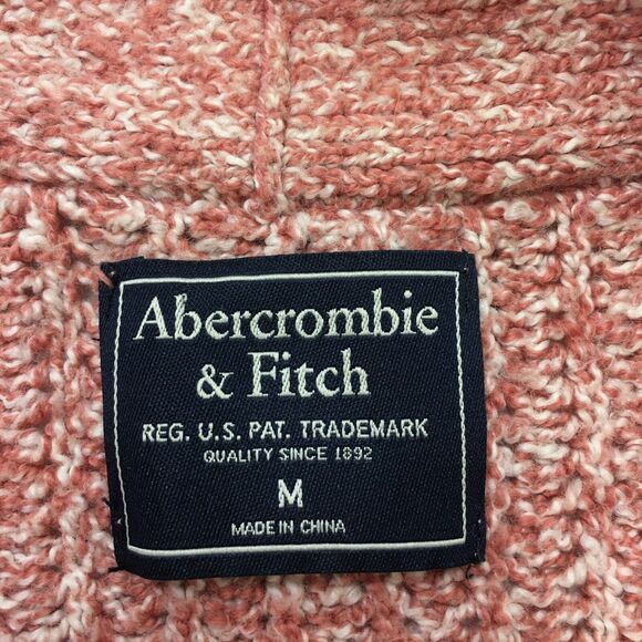 ABERCROMBIE & FITCH Sweater Women M Pink Open Cardigan Pockets Chunky Ragg Knit - Picture 12 of 16